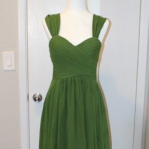 Full Length Olive Green Chiffon Gown